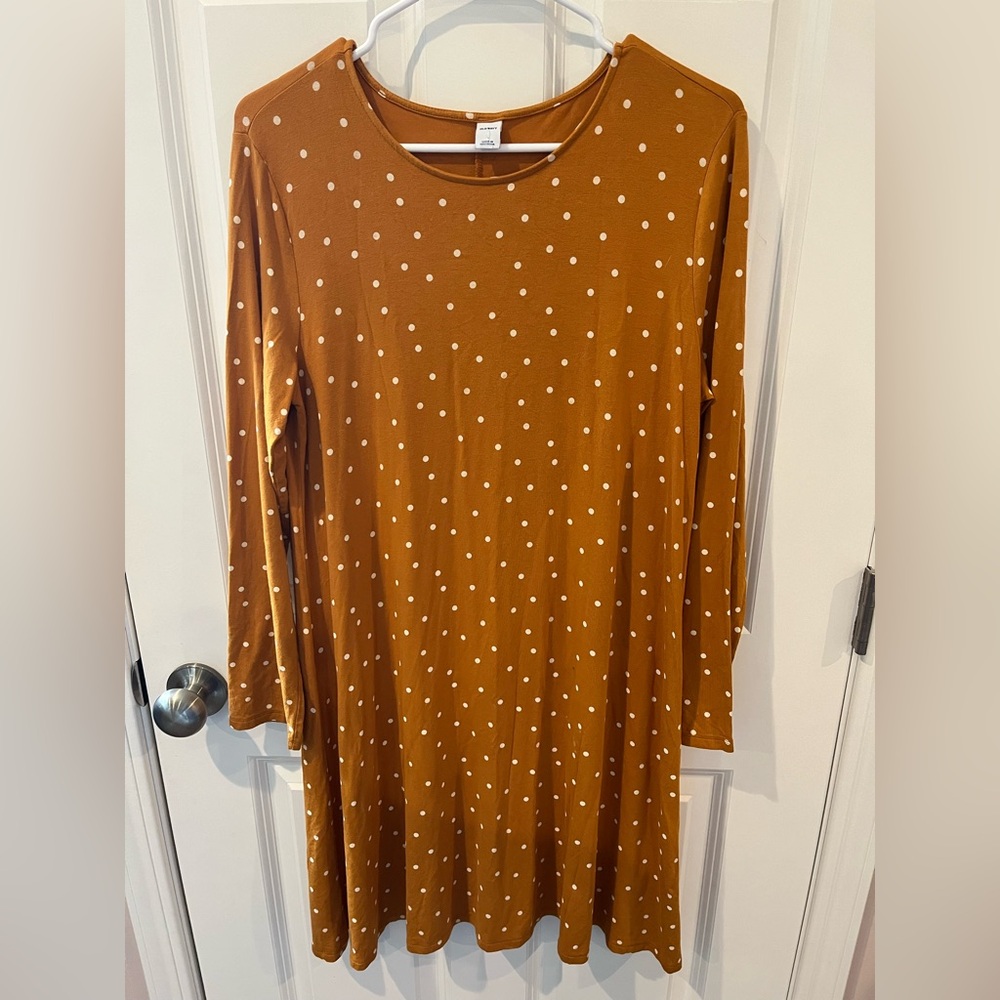 Old Navy NWOT Orange Polka Dot Knee Length Dress Size Large